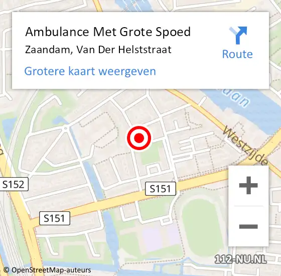 Locatie op kaart van de 112 melding: Ambulance Met Grote Spoed Naar Zaandam, Van Der Helststraat op 6 april 2015 11:20