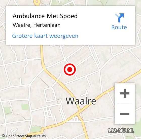 Locatie op kaart van de 112 melding: Ambulance Met Spoed Naar Waalre, Hertenlaan op 6 april 2015 11:22