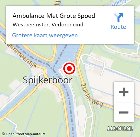 Locatie op kaart van de 112 melding: Ambulance Met Grote Spoed Naar Westbeemster, Verloreneind op 6 april 2015 11:30