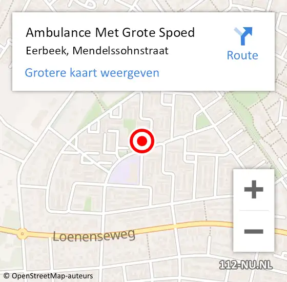 Locatie op kaart van de 112 melding: Ambulance Met Grote Spoed Naar Eerbeek, Mendelssohnstraat op 6 april 2015 11:35