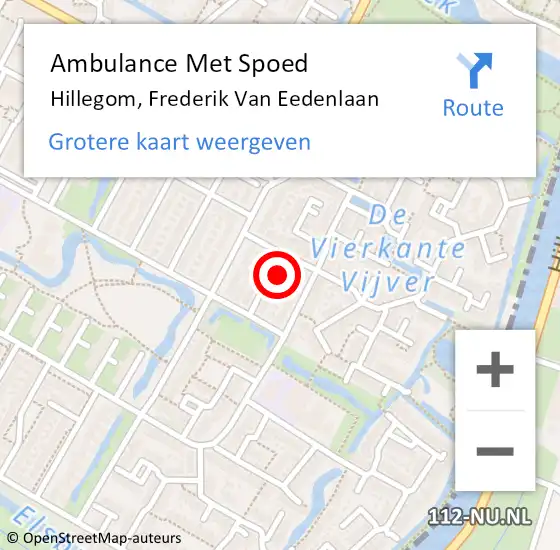 Locatie op kaart van de 112 melding: Ambulance Met Spoed Naar Hillegom, Frederik Van Eedenlaan op 6 april 2015 11:46