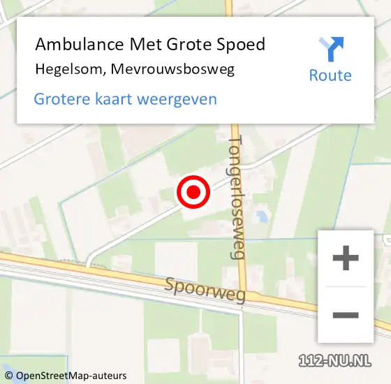 Locatie op kaart van de 112 melding: Ambulance Met Grote Spoed Naar Hegelsom, Mevrouwsbosweg op 6 april 2015 11:53