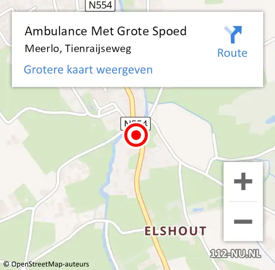 Locatie op kaart van de 112 melding: Ambulance Met Grote Spoed Naar Meerlo, Tienraijseweg op 6 april 2015 11:58