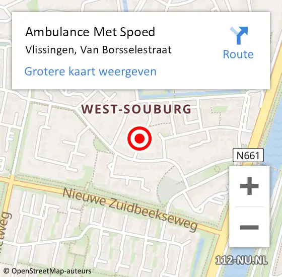 Locatie op kaart van de 112 melding: Ambulance Met Spoed Naar Vlissingen, Van Borsselestraat op 4 november 2013 10:09