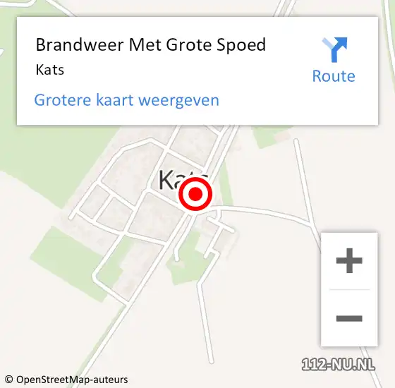 Locatie op kaart van de 112 melding: Brandweer Met Grote Spoed Naar Kats op 6 april 2015 12:57