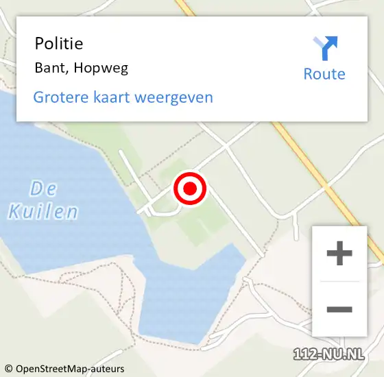 Locatie op kaart van de 112 melding: Politie Bant, Hopweg op 6 april 2015 13:00