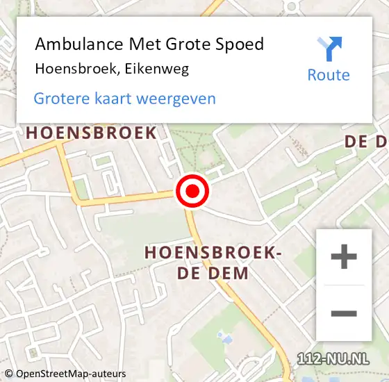 Locatie op kaart van de 112 melding: Ambulance Met Grote Spoed Naar Hoensbroek, Eikenweg op 4 november 2013 10:10