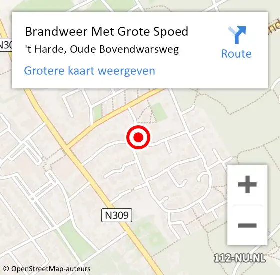 Locatie op kaart van de 112 melding: Brandweer Met Grote Spoed Naar 't Harde, Oude Bovendwarsweg op 6 april 2015 13:08