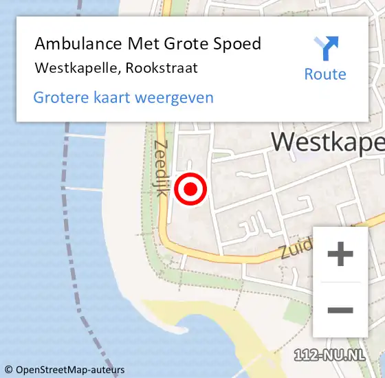 Locatie op kaart van de 112 melding: Ambulance Met Grote Spoed Naar Westkapelle, Rookstraat op 6 april 2015 13:38