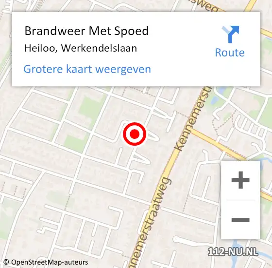 Locatie op kaart van de 112 melding: Brandweer Met Spoed Naar Heiloo, Werkendelslaan op 6 april 2015 13:55