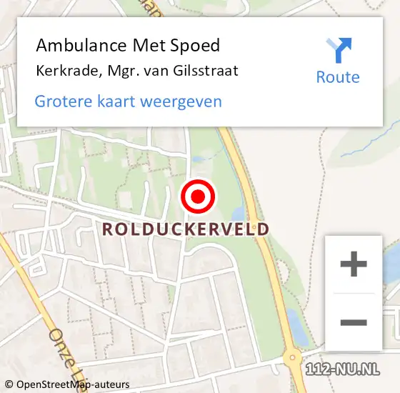 Locatie op kaart van de 112 melding: Ambulance Met Spoed Naar Kerkrade, Mgr. van Gilsstraat op 6 april 2015 14:01