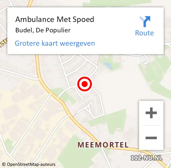 Locatie op kaart van de 112 melding: Ambulance Met Spoed Naar Budel, De Populier op 6 april 2015 14:05