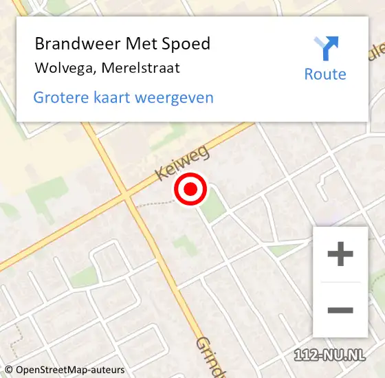 Locatie op kaart van de 112 melding: Brandweer Met Spoed Naar Wolvega, Merelstraat op 6 april 2015 14:29