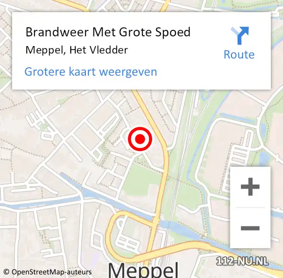 Locatie op kaart van de 112 melding: Brandweer Met Grote Spoed Naar Meppel, Het Vledder op 6 april 2015 14:55