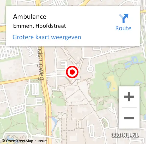 Locatie op kaart van de 112 melding: Ambulance Emmen, Hoofdstraat op 6 april 2015 15:22