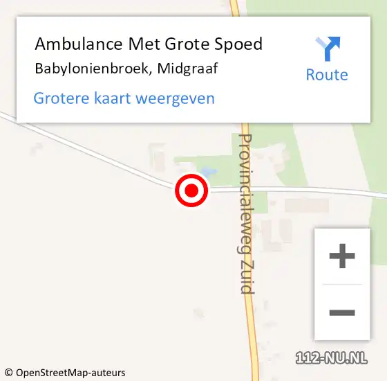 Locatie op kaart van de 112 melding: Ambulance Met Grote Spoed Naar Babylonienbroek, Midgraaf op 6 april 2015 15:38