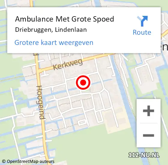 Locatie op kaart van de 112 melding: Ambulance Met Grote Spoed Naar Driebruggen, Lindenlaan op 6 april 2015 15:44