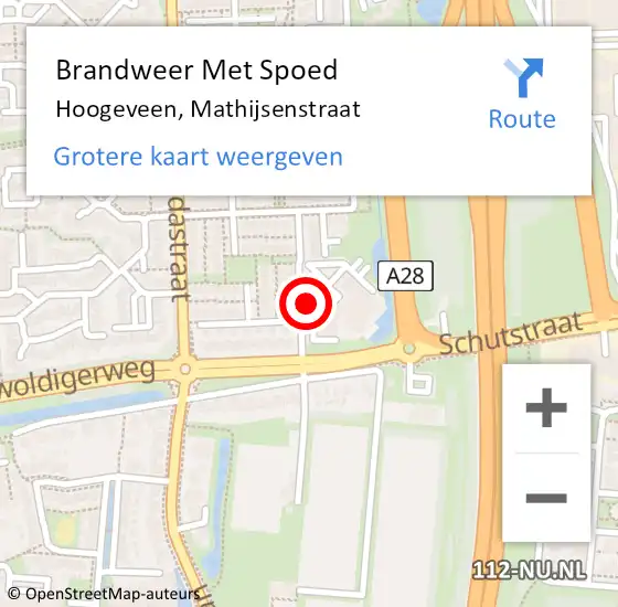 Locatie op kaart van de 112 melding: Brandweer Met Spoed Naar Hoogeveen, Mathijsenstraat op 4 november 2013 10:24