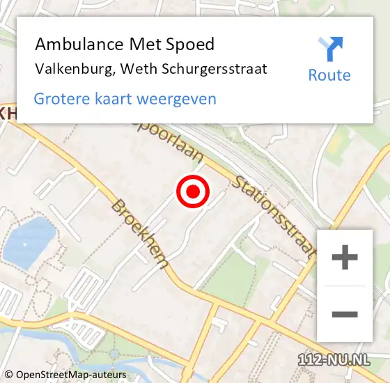 Locatie op kaart van de 112 melding: Ambulance Met Spoed Naar Valkenburg, Weth Schurgersstraat op 6 april 2015 16:33