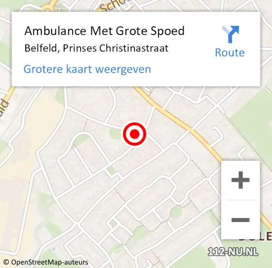 Locatie op kaart van de 112 melding: Ambulance Met Grote Spoed Naar Belfeld, Prinses Christinastraat op 6 april 2015 16:47