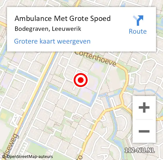 Locatie op kaart van de 112 melding: Ambulance Met Grote Spoed Naar Bodegraven, Leeuwerik op 6 april 2015 19:24