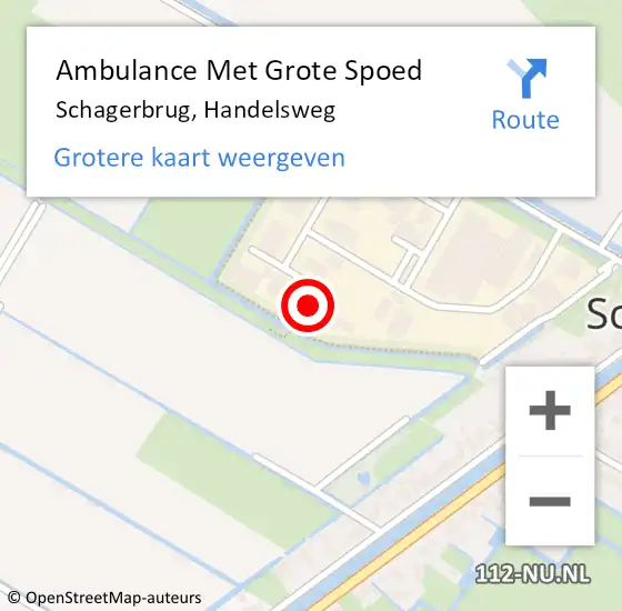 Locatie op kaart van de 112 melding: Ambulance Met Grote Spoed Naar Schagerbrug, Handelsweg op 6 april 2015 19:35