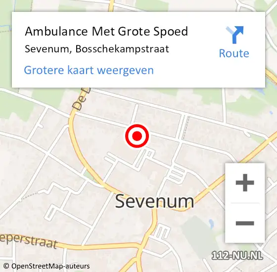 Locatie op kaart van de 112 melding: Ambulance Met Grote Spoed Naar Sevenum, Bosschekampstraat op 6 april 2015 19:37