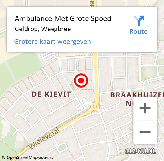 Locatie op kaart van de 112 melding: Ambulance Met Grote Spoed Naar Geldrop, Weegbree op 6 april 2015 19:39