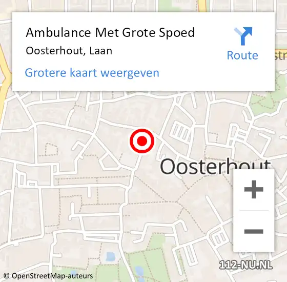 Locatie op kaart van de 112 melding: Ambulance Met Grote Spoed Naar Oosterhout, Laan op 6 april 2015 19:44