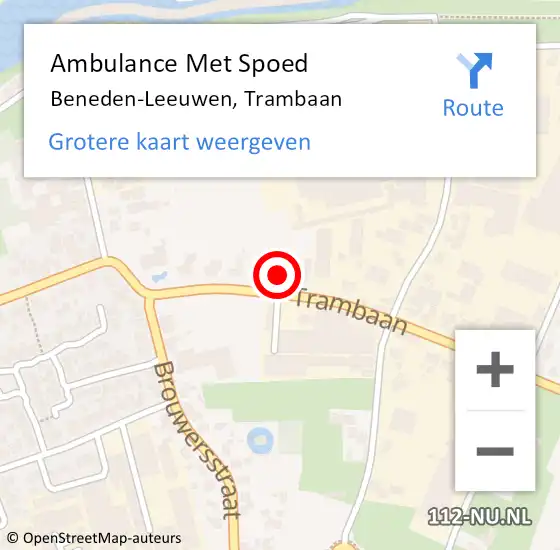 Locatie op kaart van de 112 melding: Ambulance Met Spoed Naar Beneden-Leeuwen, Trambaan op 6 april 2015 20:23