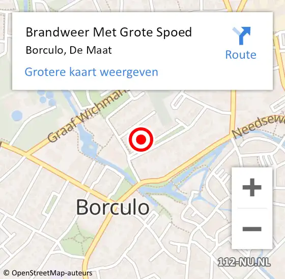 Locatie op kaart van de 112 melding: Brandweer Met Grote Spoed Naar Borculo, De Maat op 6 april 2015 20:57