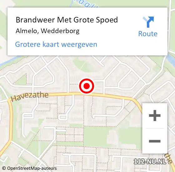 Locatie op kaart van de 112 melding: Brandweer Met Grote Spoed Naar Almelo, Wedderborg op 6 april 2015 21:07