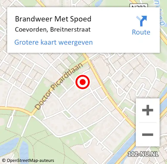 Locatie op kaart van de 112 melding: Brandweer Met Spoed Naar Coevorden, Breitnerstraat op 6 april 2015 21:28