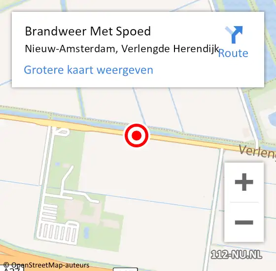 Locatie op kaart van de 112 melding: Brandweer Met Spoed Naar Nieuw-Amsterdam, Verlengde Herendijk op 6 april 2015 22:19