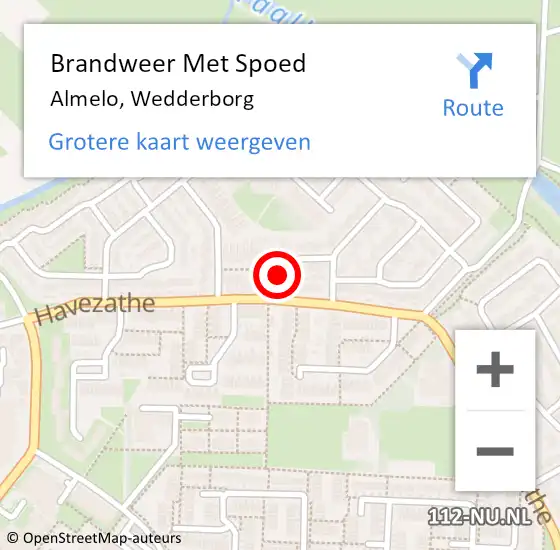 Locatie op kaart van de 112 melding: Brandweer Met Spoed Naar Almelo, Wedderborg op 6 april 2015 22:45