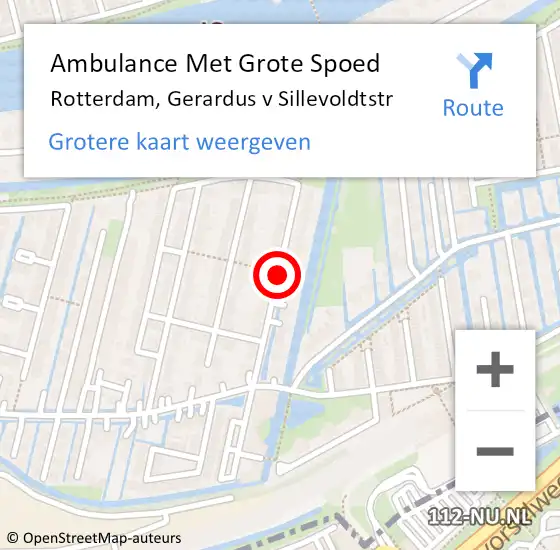 Locatie op kaart van de 112 melding: Ambulance Met Grote Spoed Naar Rotterdam, Gerardus v Sillevoldtstr op 6 april 2015 23:03