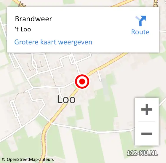 Locatie op kaart van de 112 melding: Brandweer 't Loo op 6 april 2015 23:08