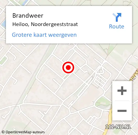 Locatie op kaart van de 112 melding: Brandweer Heiloo, Noordergeeststraat op 6 april 2015 23:15