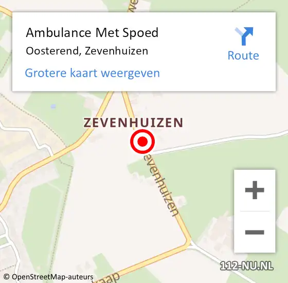 Locatie op kaart van de 112 melding: Ambulance Met Spoed Naar Oosterend, Zevenhuizen op 6 april 2015 23:38