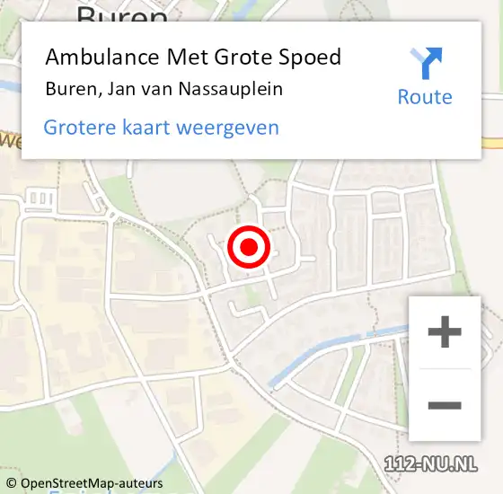 Locatie op kaart van de 112 melding: Ambulance Met Grote Spoed Naar Buren, Jan van Nassauplein op 7 april 2015 00:09