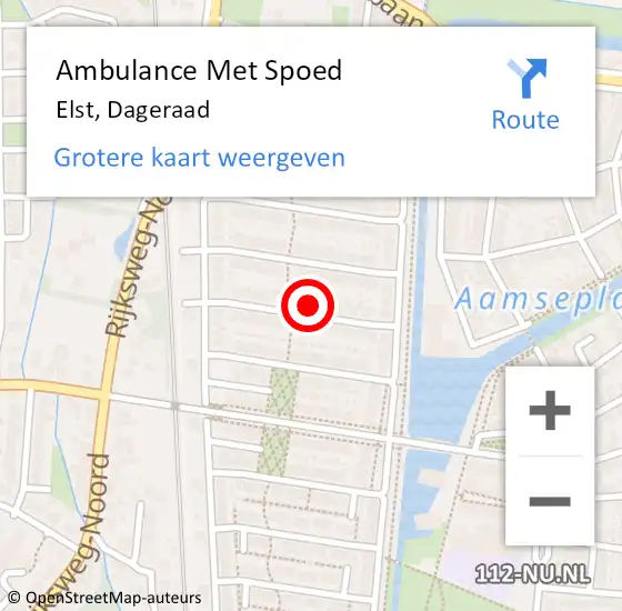 Locatie op kaart van de 112 melding: Ambulance Met Spoed Naar Elst, Dageraad op 7 april 2015 00:44