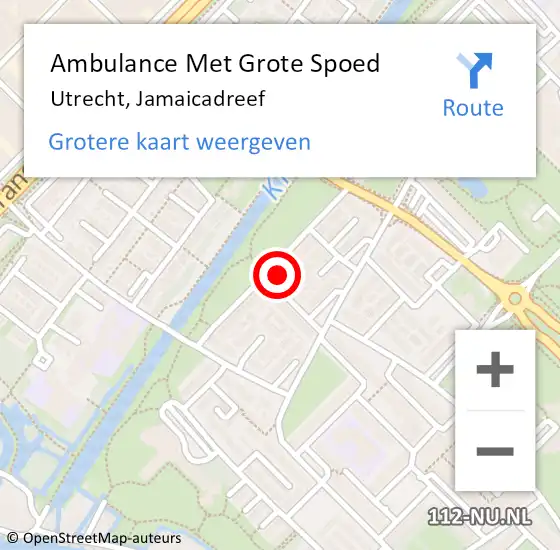Locatie op kaart van de 112 melding: Ambulance Met Grote Spoed Naar Utrecht, Jamaicadreef op 7 april 2015 01:05