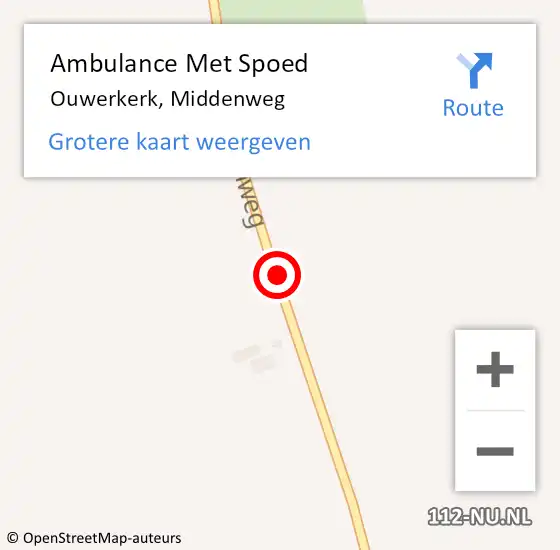 Locatie op kaart van de 112 melding: Ambulance Met Spoed Naar Ouwerkerk, Middenweg op 7 april 2015 03:21