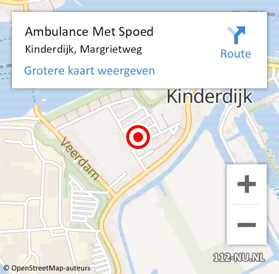 Locatie op kaart van de 112 melding: Ambulance Met Spoed Naar Kinderdijk, Margrietweg op 7 april 2015 03:38