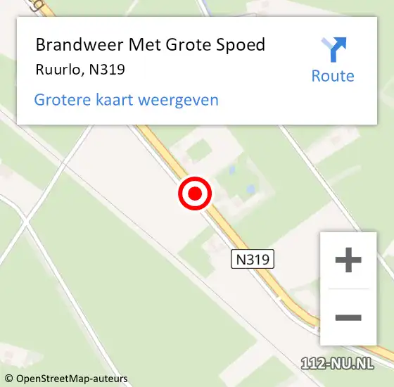 Locatie op kaart van de 112 melding: Brandweer Met Grote Spoed Naar Ruurlo, N319 op 7 april 2015 04:38