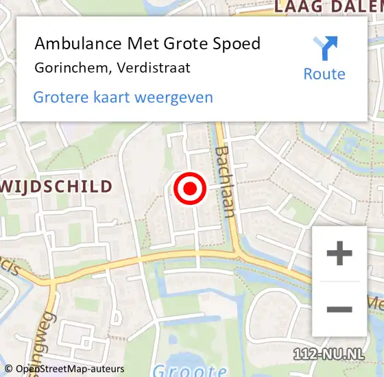 Locatie op kaart van de 112 melding: Ambulance Met Grote Spoed Naar Gorinchem, Verdistraat op 7 april 2015 05:42