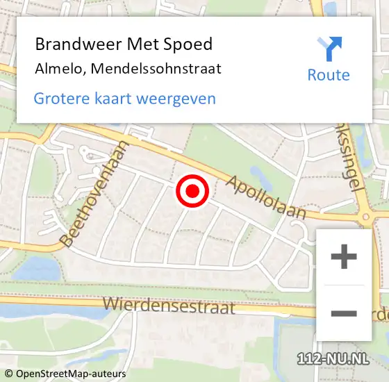 Locatie op kaart van de 112 melding: Brandweer Met Spoed Naar Almelo, Mendelssohnstraat op 7 april 2015 06:01