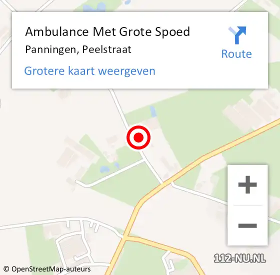 Locatie op kaart van de 112 melding: Ambulance Met Grote Spoed Naar Panningen, Peelstraat op 7 april 2015 06:16