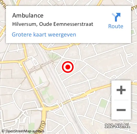 Locatie op kaart van de 112 melding: Ambulance Hilversum, Oude Eemnesserstraat op 7 april 2015 07:08