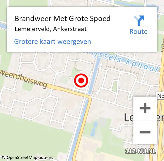 Locatie op kaart van de 112 melding: Brandweer Met Grote Spoed Naar Lemelerveld, Ankerstraat op 4 november 2013 11:08